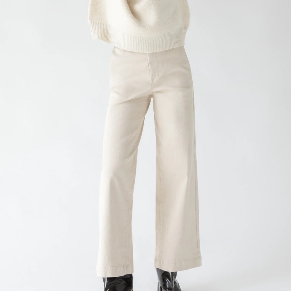 OAK & FORT oatmeal beige twill wide leg pants